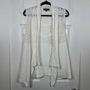 Almost Famous Lace Waterfall Vest Boho Cottagecore Festival Cardigan L